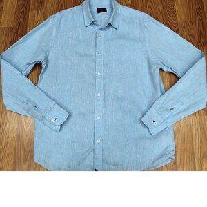 UNTUCKit SLIM FIT 100% LINEN SHIRT BLUE Sz LARGE, L